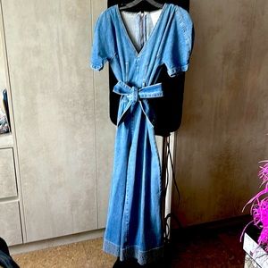 C/MEO COLLECTIVE Jean Wide Leg Jumpsuit Size XS